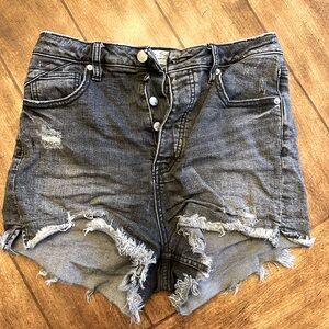 We The Free CRVY High-Waisted Button Down Cut Off Shorts.